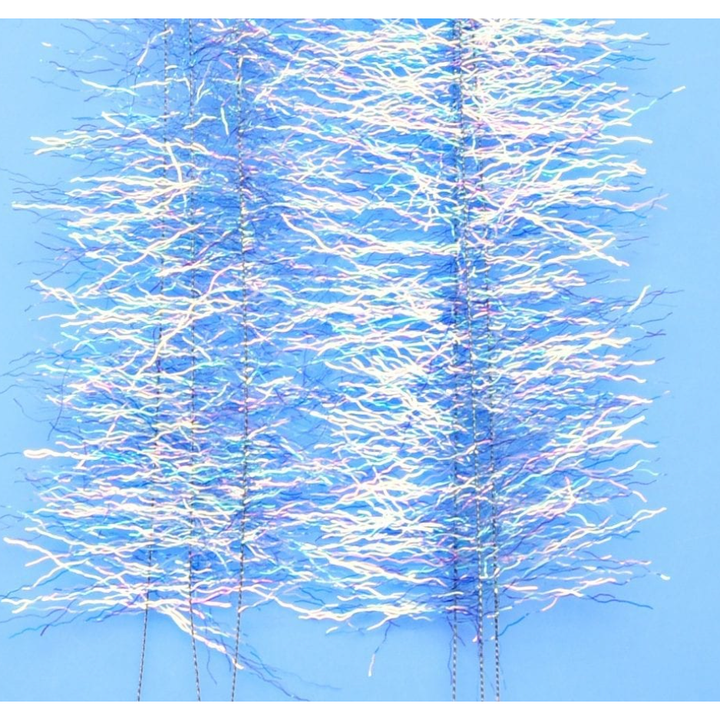 Iridescent white and lavender EP Thunderstruck Brush fly tying material with wavy texture