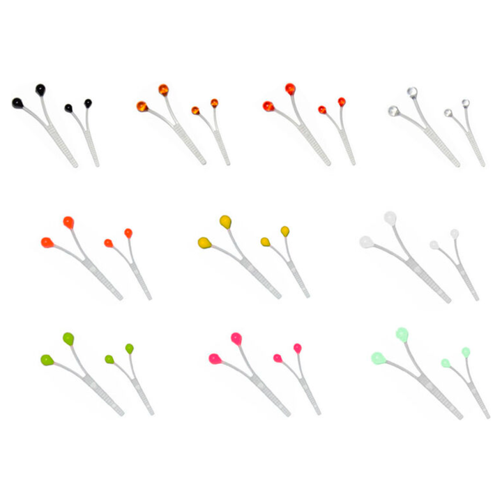Assorted Hareline Easy Shrimp Eyes color variations for flies