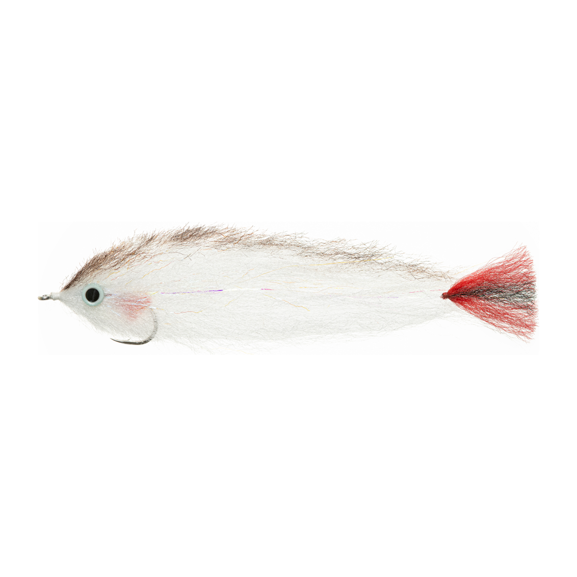 Enrico Puglisi Amazon Red Tail saltwater fly fishing lure, size 4/0 with white body and red tail