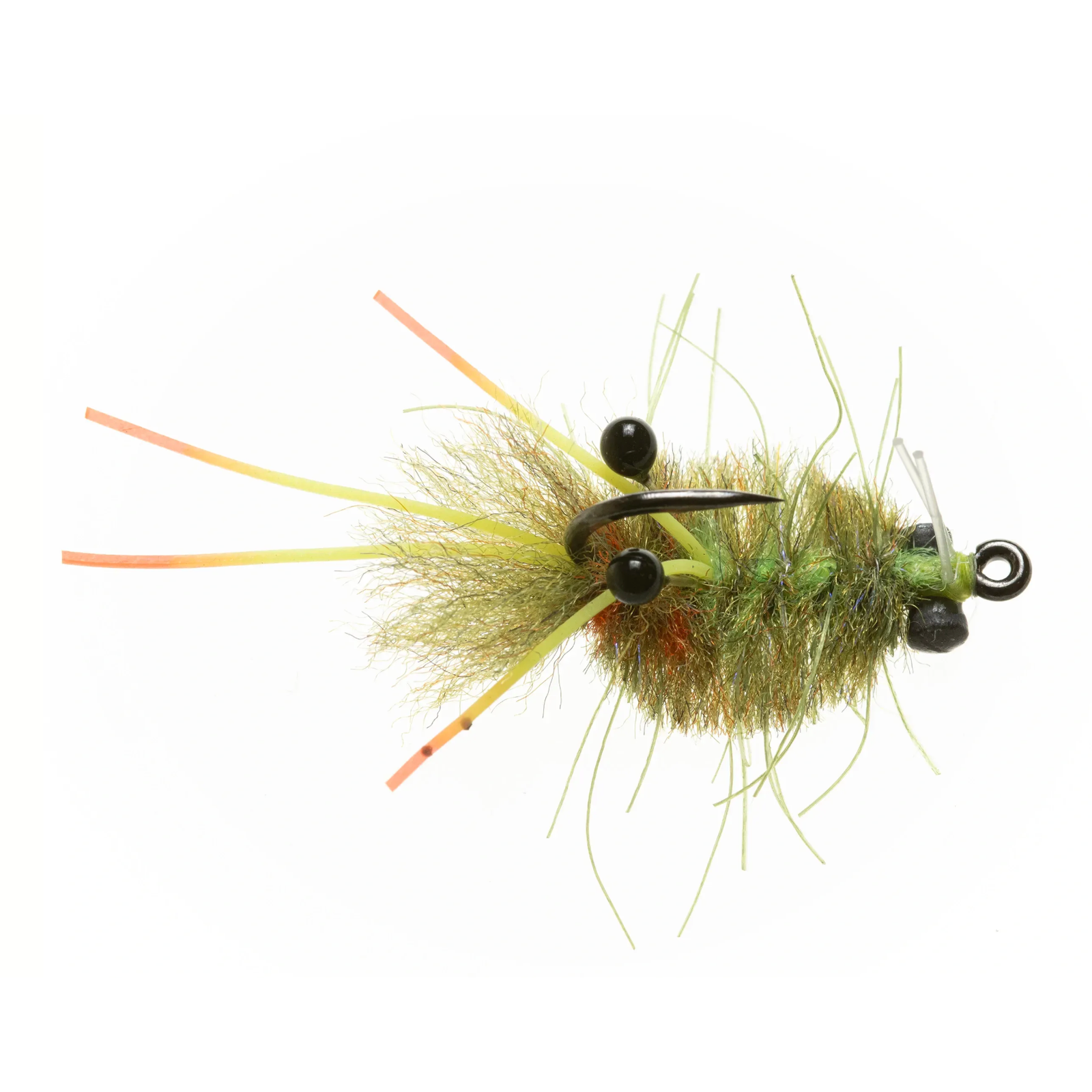 Enrico Puglisi Ascension Bay Crab fly in light olive with green thread and orange tail fibers