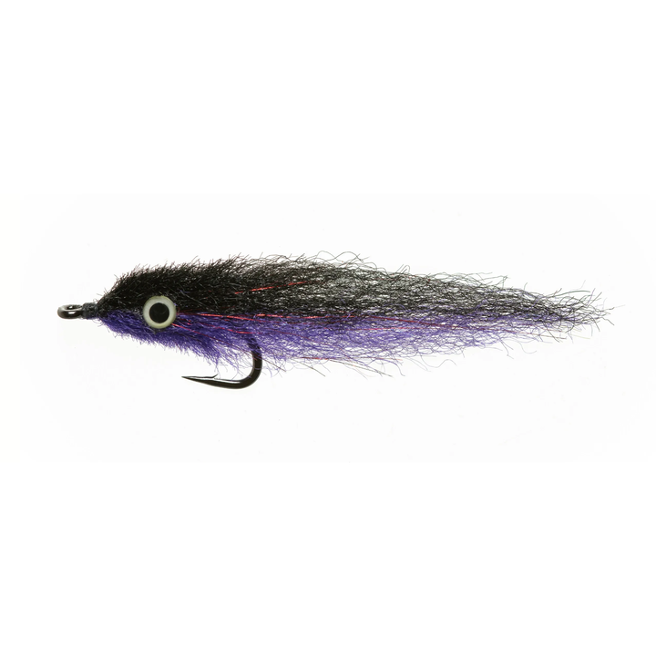 Black and purple minnow pattern fly fishing lure for sea trout