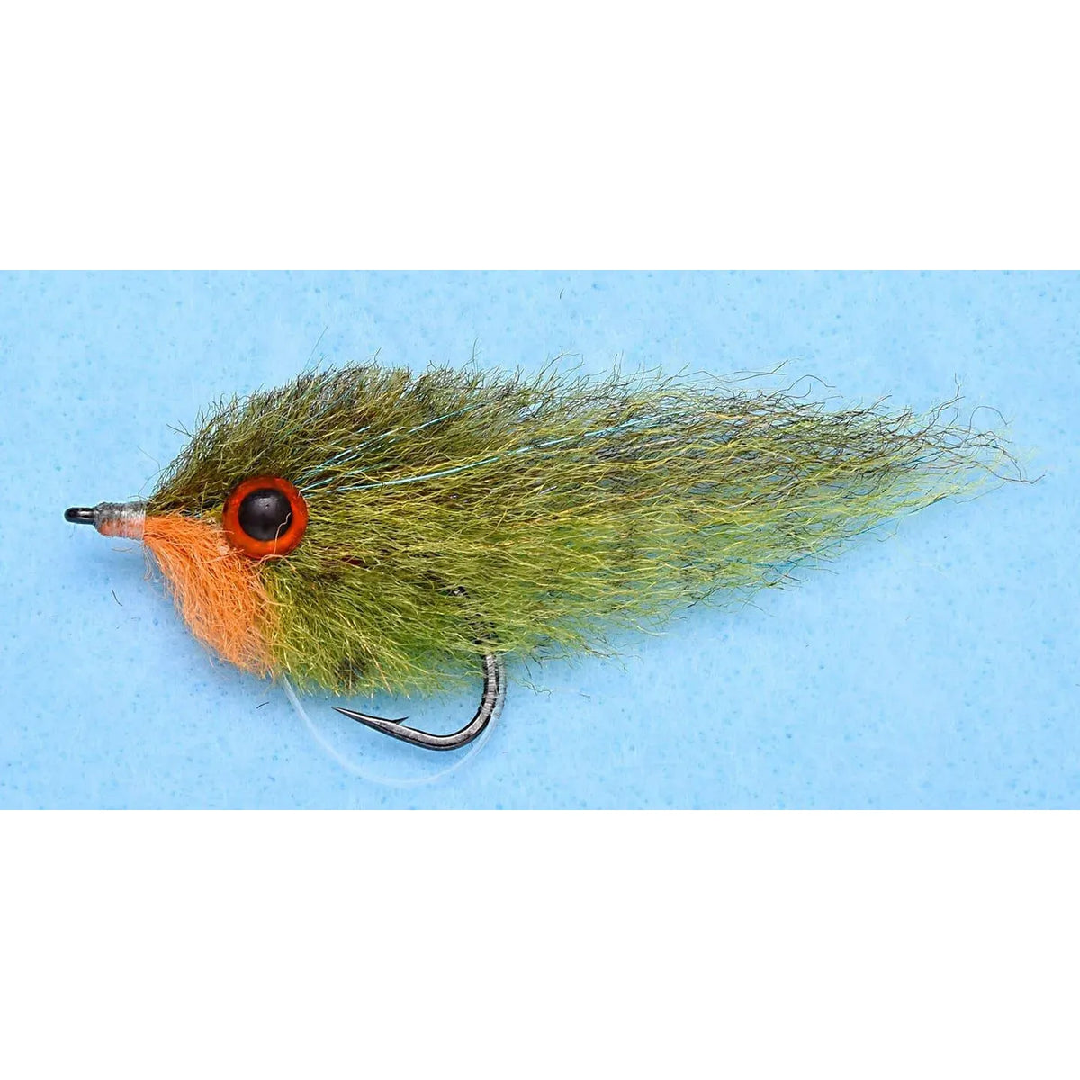 Enrico Puglisi Pumpkinseed fly fishing lure with orange collar and olive green body