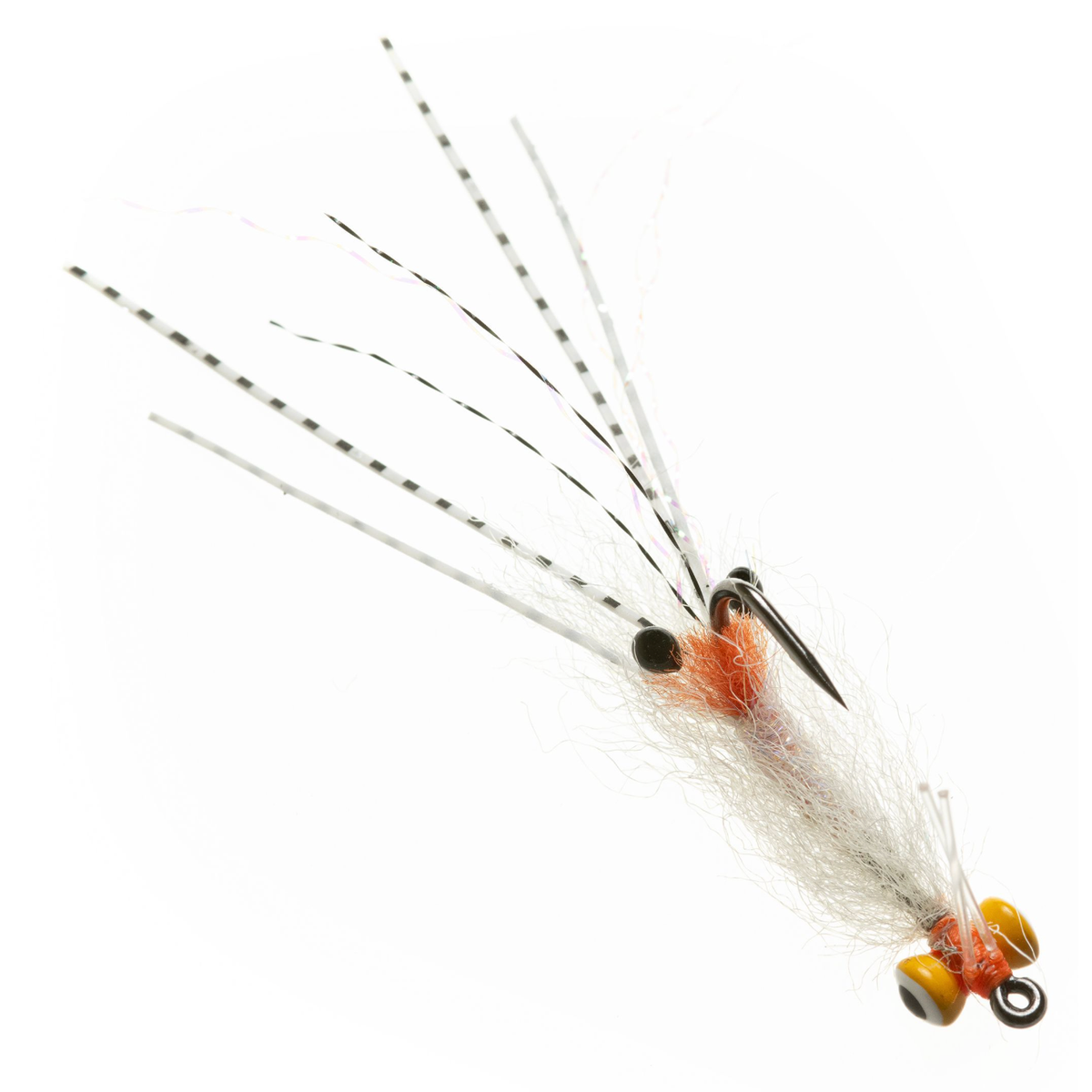 EP Flies Enrico Puglisi transparent shrimp fly with yellow lead eyes for permit and bonefish