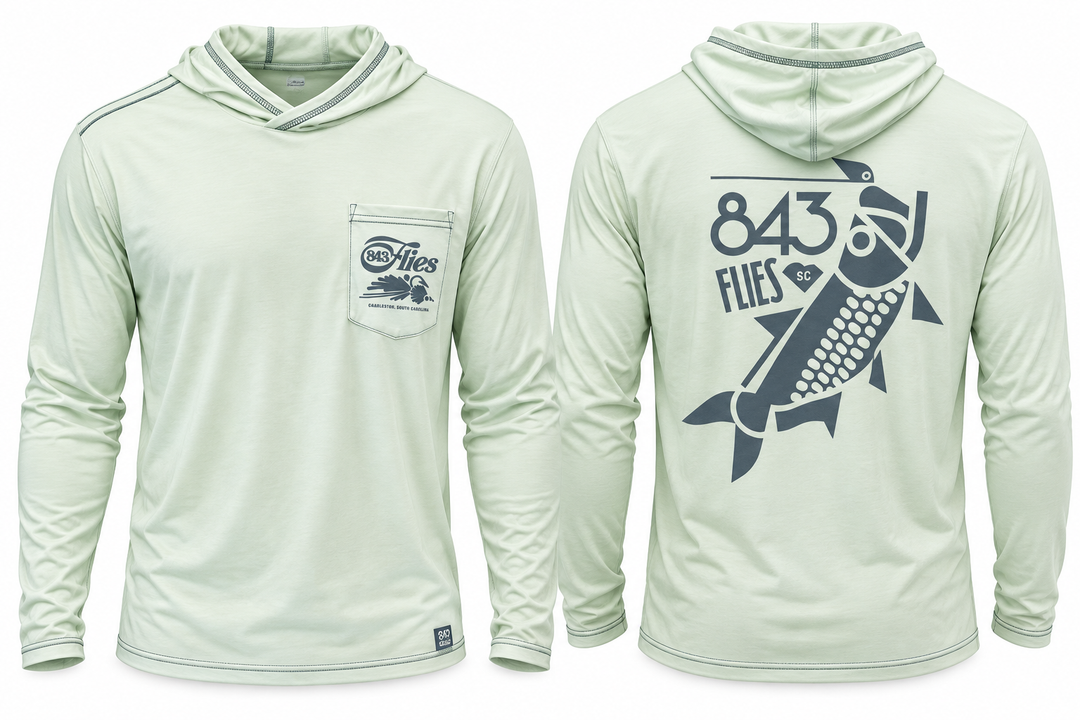 843 Flies Technical Fishing Hoodie - High Tide, Higher Proof
