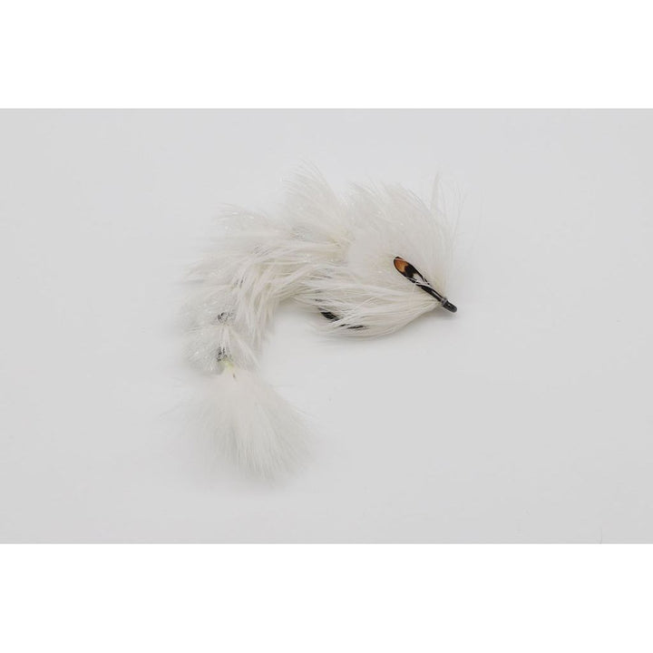 White FeatherLite Changer fly with glittery segmented feathers