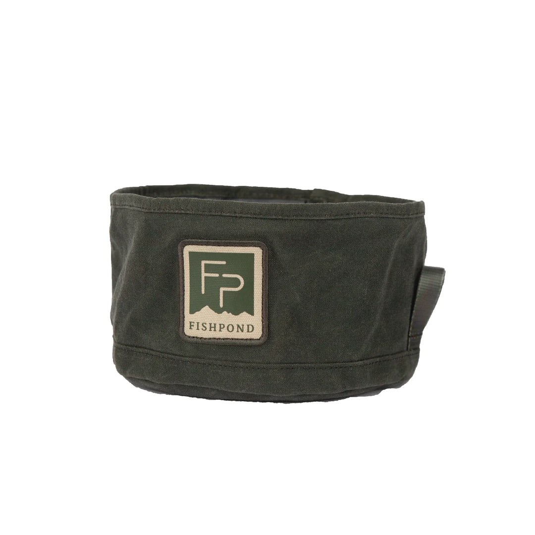 Fishpond Bow Wow Travel Water Bowl in Duskwood with FP logo patch