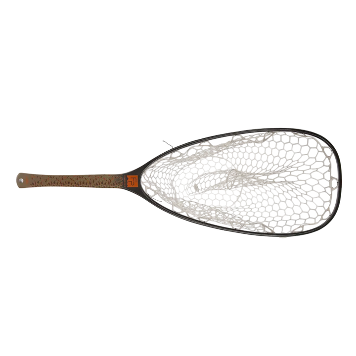 Fishpond Nomad Emerger Net with black frame, white hex mesh, and speckled handle