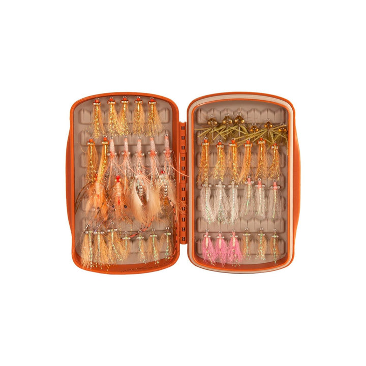 Fishpond Tacky Pescador Small fly box organized with bulky shrimp imitations and streamers