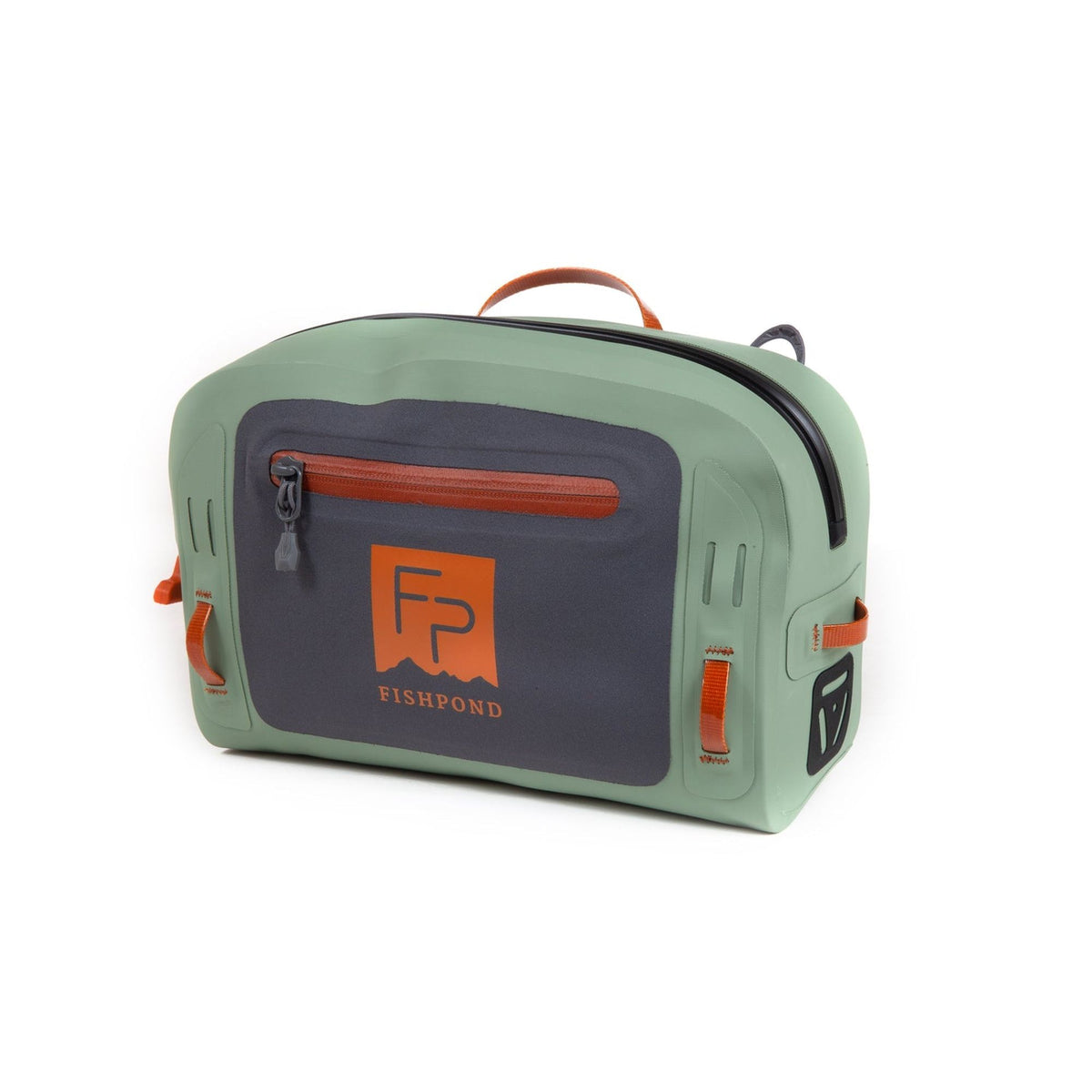 Front view of Fishpond Thunderhead Small submersible lumbar bag showing waterproof TRU Zip closure and FP logo