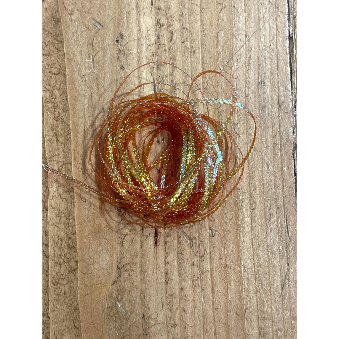 Hareline Flat Diamond Braid amber orange with gold flash for bonefish fly tying