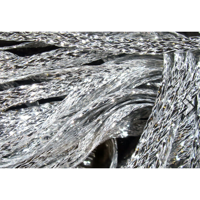 Clear iridescent flat diamond braid macro texture for fly tying flash