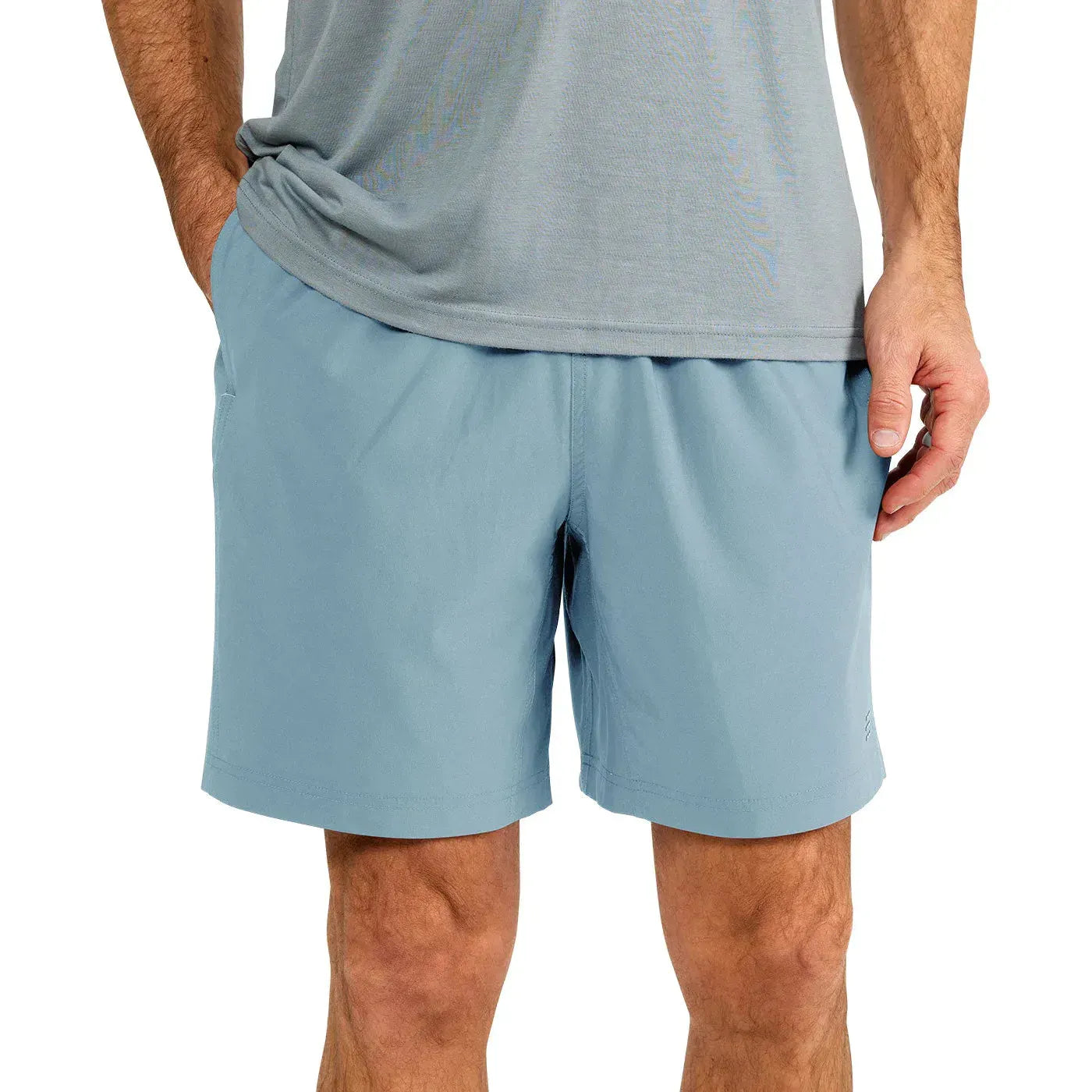 Men's Blue Fog Lined Breeze Shorts with tapered fit and boxer-brief liner