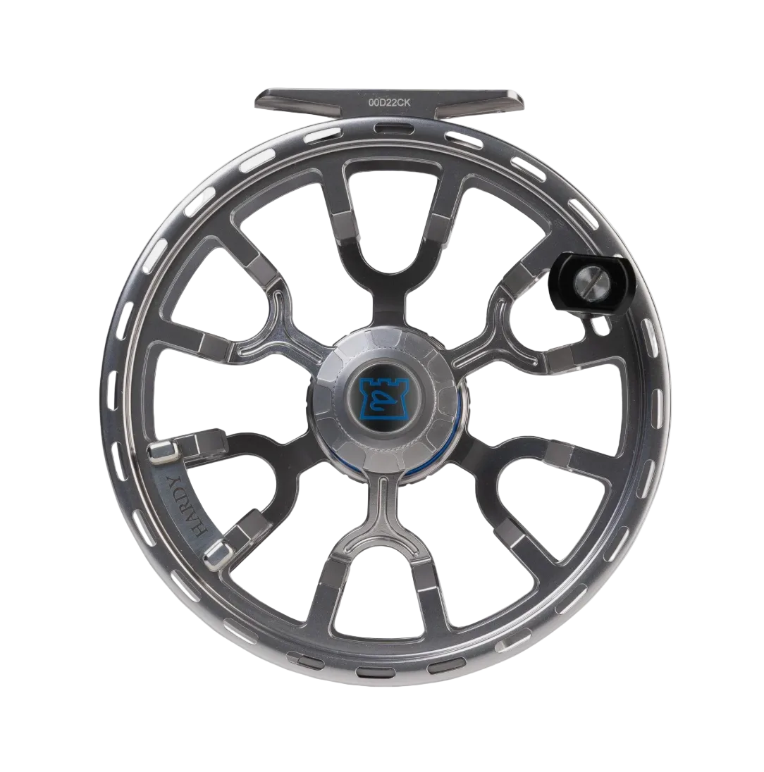Hardy Fortuna Regent 10000 grey fly reel with carbon fiber drag and open frame