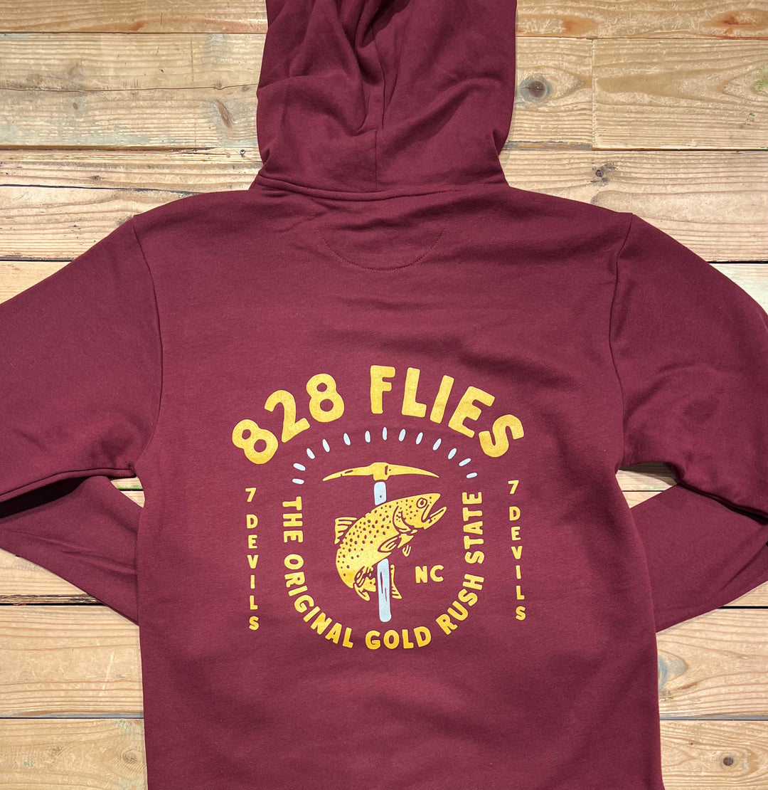 828Flies Sweatshirt Hoodie - Maroon w/Bre Drake Gold rush