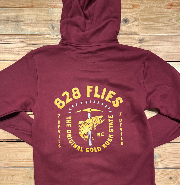 828Flies Sweatshirt Hoodie - Maroon w/Bre Drake Gold rush