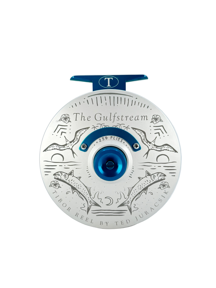 Tibor Gulfstream - Frost Silver w/ Royal Blue Small Parts & 239 Bre Drake Tarpon Art (CUSTOM) (IN STOCK) (Copy)
