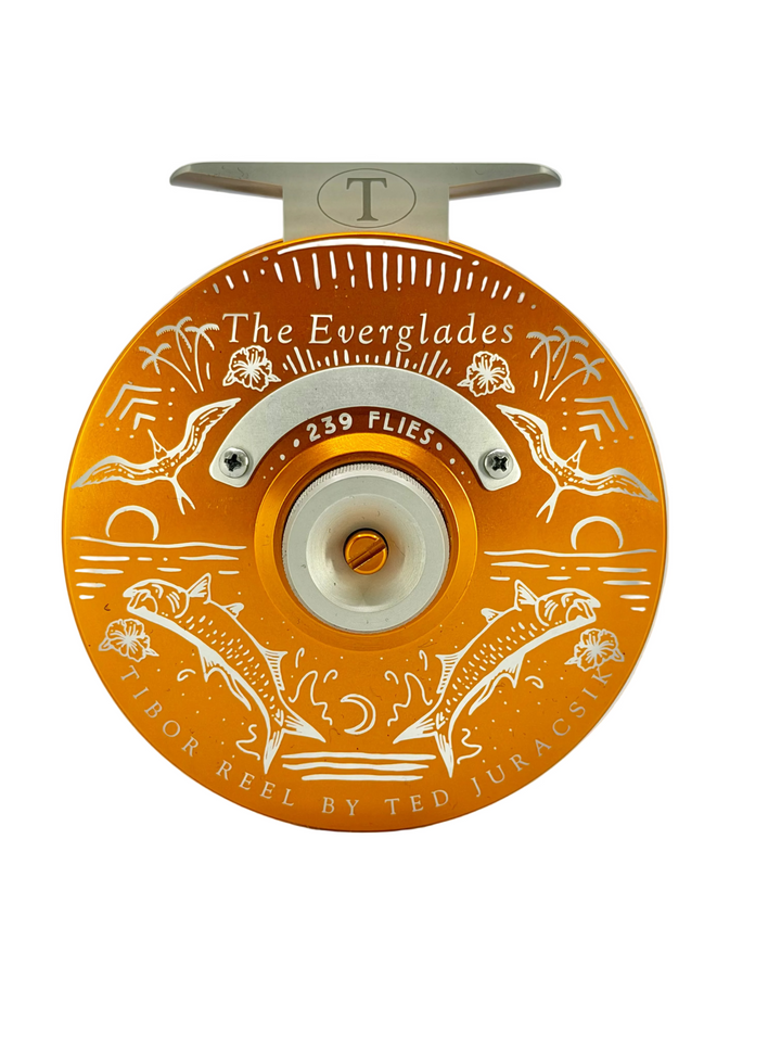 Tibor Everglades - Sunset Orange w/ Frost Silver Small Parts & 239 Bre Drake Tarpon Art (IN STOCK)