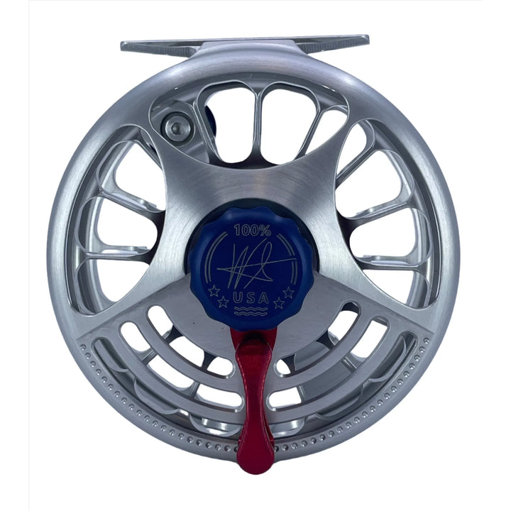 Seigler SF (6-8wt) -Silver w/ Matching Spool, Blue Drag Knob, Blue Handle, Red Lever, Red Thrust Plate (Custom -IN STOCK)