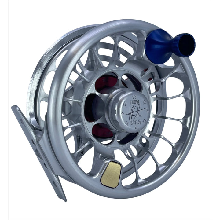 Seigler SF (6-8wt) -Silver w/ Matching Spool, Blue Drag Knob, Blue Handle, Red Lever, Red Thrust Plate (Custom -IN STOCK)