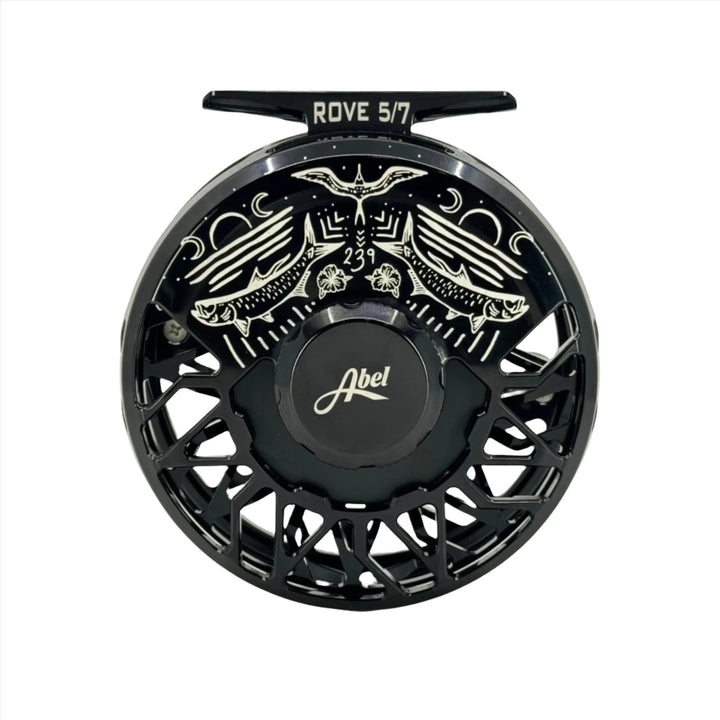 Abel Rove 5/7 Black w/Black Drag Knob and Ebony Handle & 239Flies Bre Drake Tarpon Art(IN STOCK)