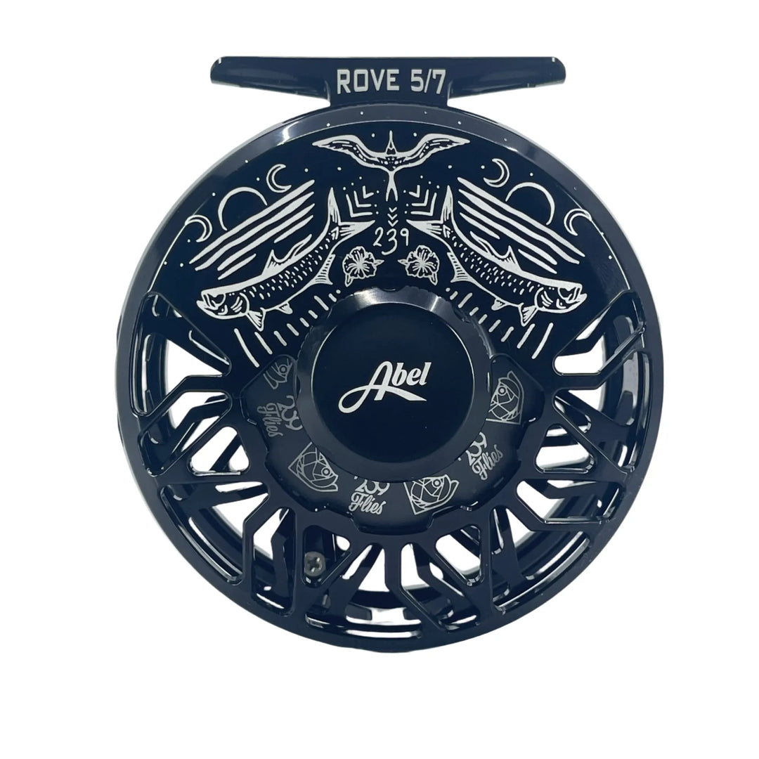 Abel Rove 5/7 Black w/Black Drag Knob, Ebony Handle, 239 Drag Plate & 239Flies Bre Drake Tarpon Art(IN STOCK)