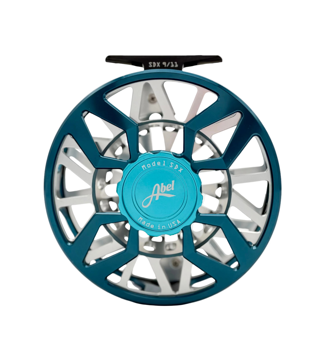 Abel SDX 9/11 - Ported Deep Blue/ Platinum w/ Teal Drag Knob w/ Platinum Handle (IN STOCK)