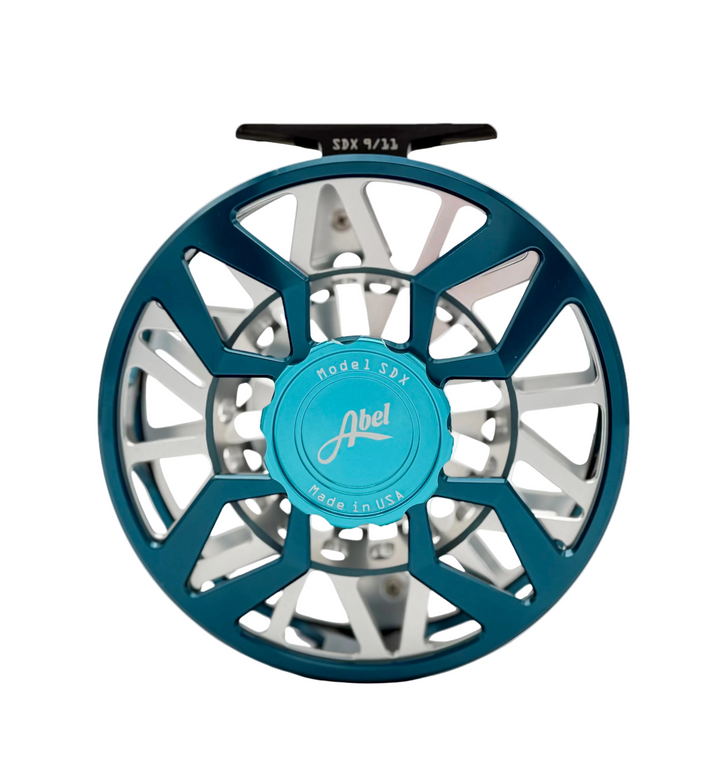 Abel SDX 9/11 - Ported Deep Blue/ Platinum w/ Teal Drag Knob w/ Platinum Handle (IN STOCK)