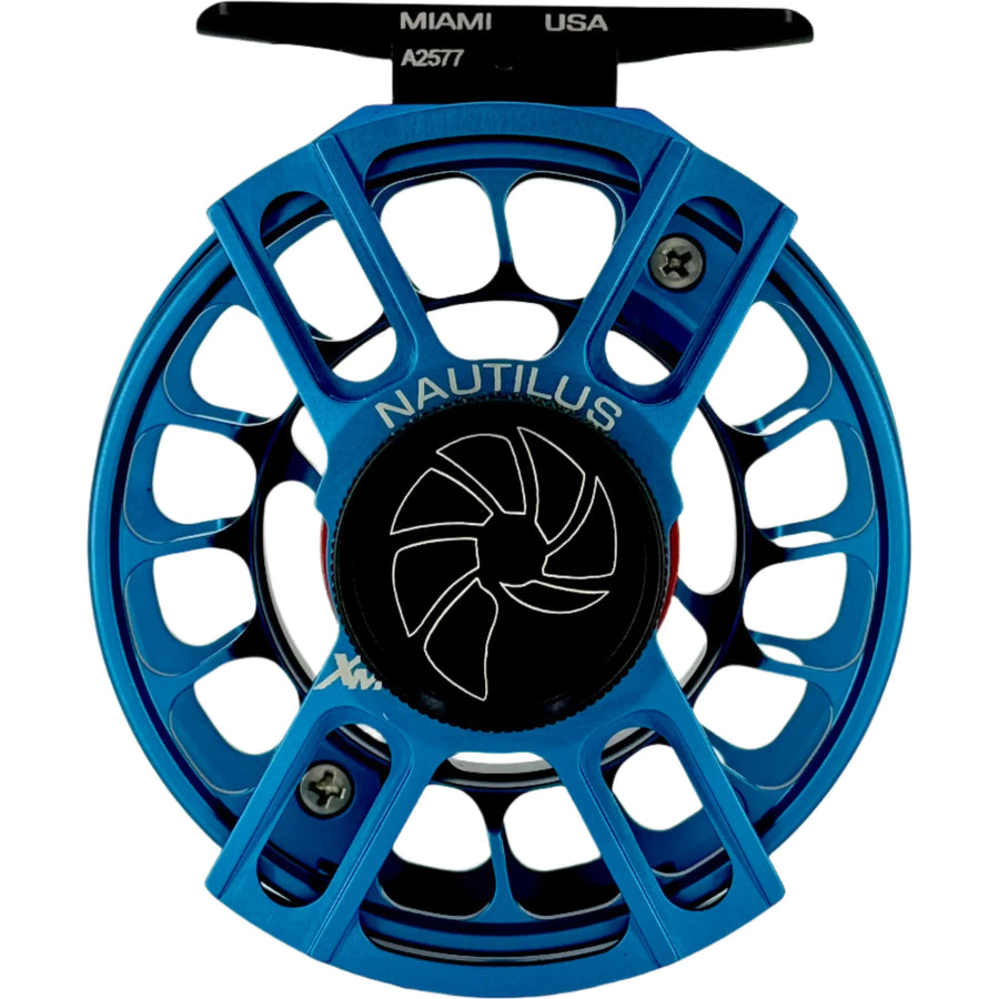 custom fly reel knobs Nautilus XM 4/5, Fathom Blue w/Red Small Parts and Black Drag Knob (CUSTOM) (IN STOCK)