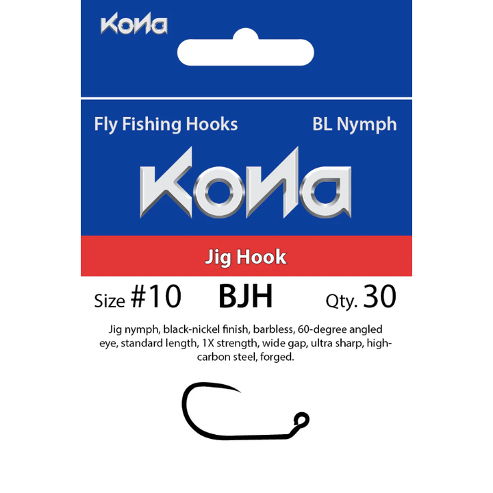 Kona Barbless Jig Hook packaging card showing size 