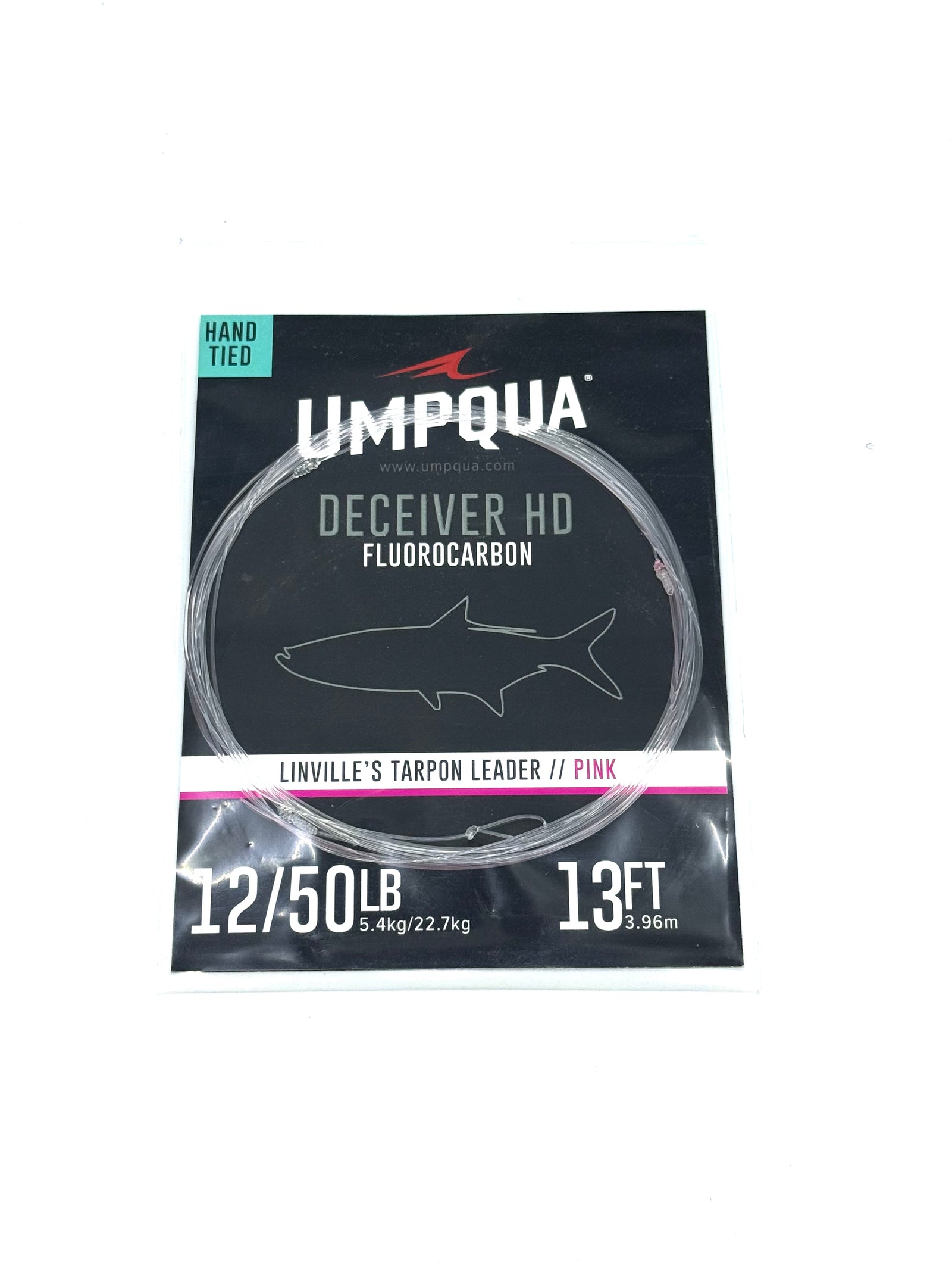 Umpqua Linville Tarpon Leader, 13ft Pink Deceiver HD Fluorocarbon, hand-tied 12/50lb strength