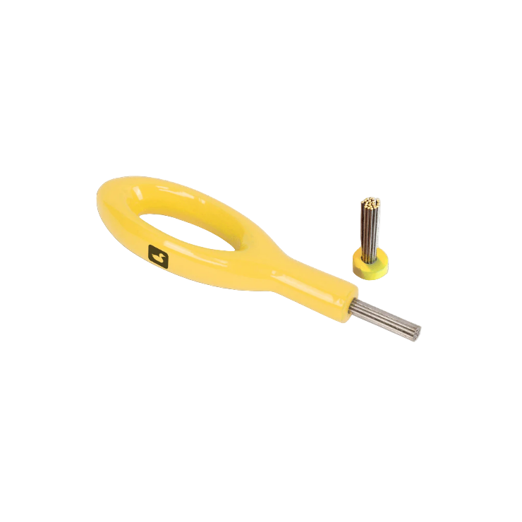 Loon Ergo Dubbing Pick in yellow with steel wire bristles for fly tying
