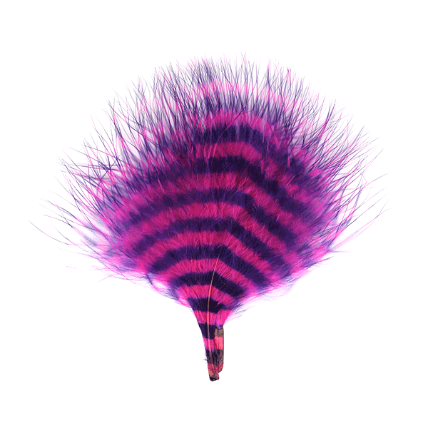 Vibrant magenta pink and navy blue barred marabou feathers