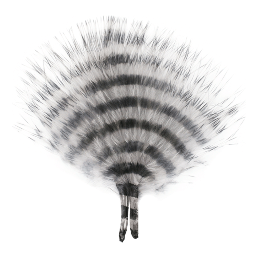High-contrast black and white barred marabou for fly tying