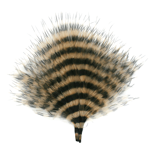 Black and tan barred marabou feather tuft for fishing lures