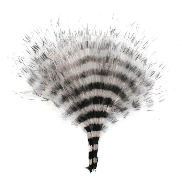 High contrast black and white barred marabou feather for fishing lures