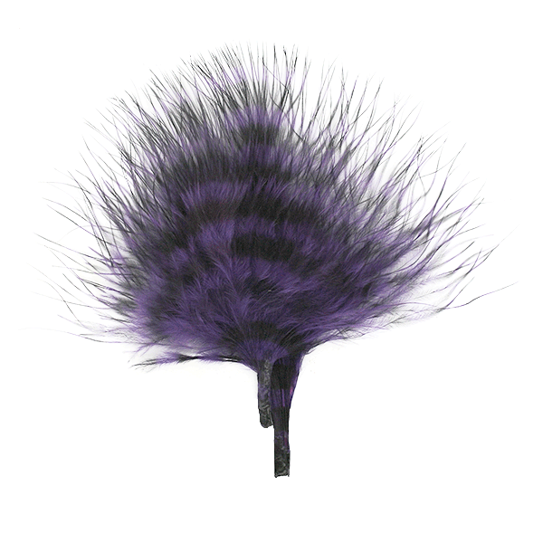 Deep purple and black barred marabou feather tuft
