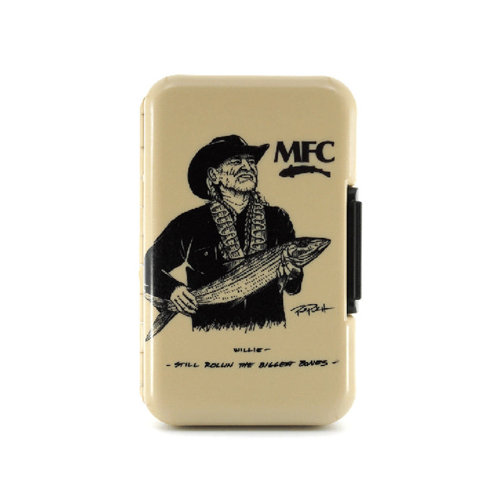 MFC Poly Fly Box Willie design with cowboy holding large fish illustration