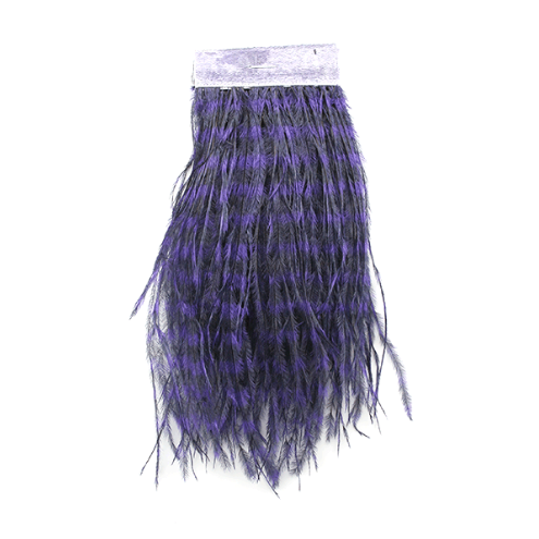 Assorted blue, olive, pink, and lime strung barred ostrich feathers