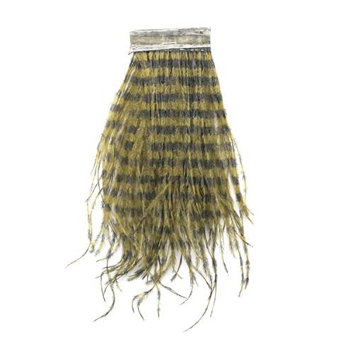 Olive green barred ostrich feathers for fly tying materials