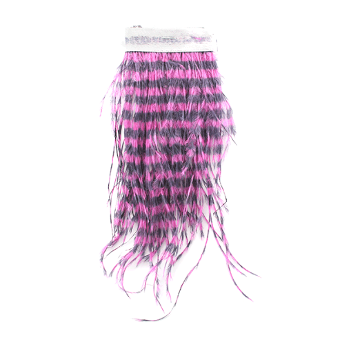 Hot pink and black striped ostrich feather material strip
