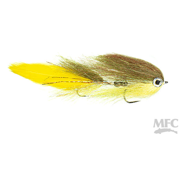 MFC Yard Sale olive green streamer fly with yellow tail
