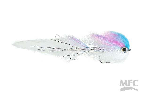 MFC Yard Sale predator fly with cyan blue and magenta head