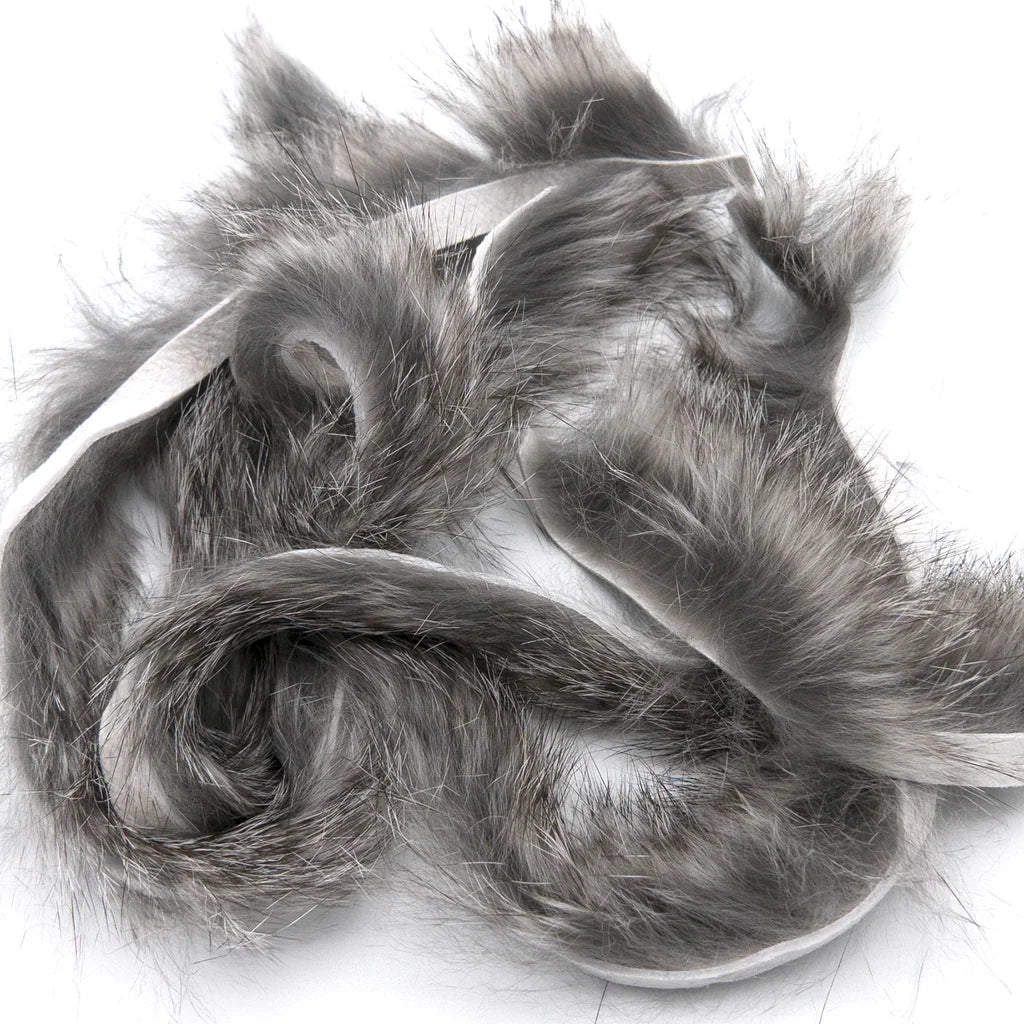 Silver grey Magnum Rabbit Strips for pike and musky flies