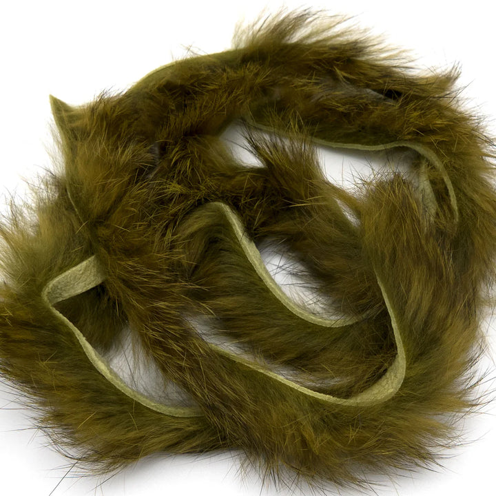 Olive green natural tone Magnum Rabbit Strips for fly materials