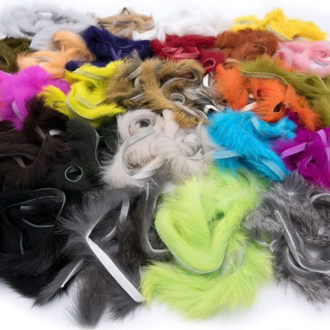 Assorted dyed Magnum Rabbit Strips in neon and traditional colors