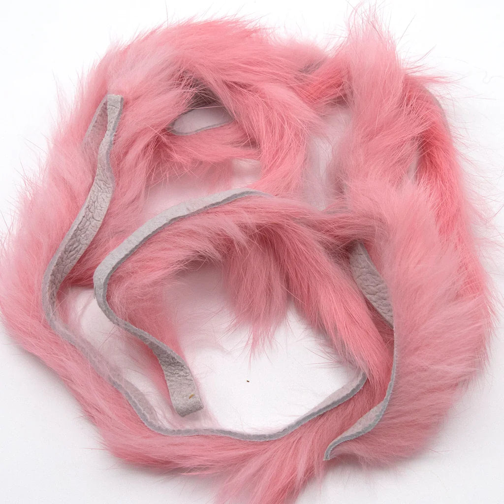 Pastel pink Magnum Rabbit Strips with visible leather hide backing
