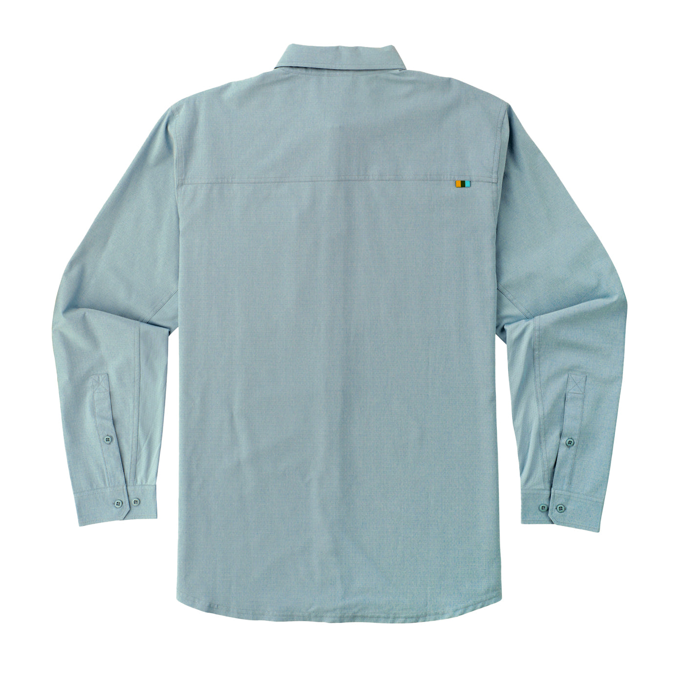 Marsh Wear Lenwood Tech Longsleeve Shirt back view with Damask label and sleeve roll-up tabs
