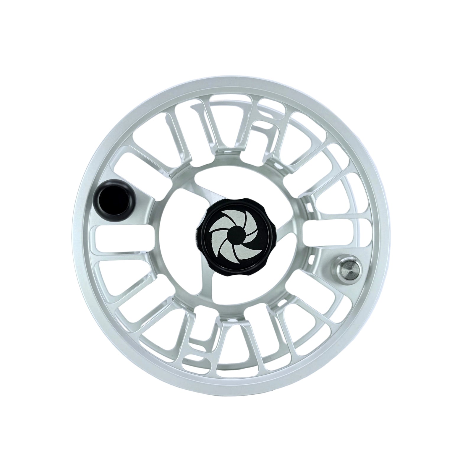 Nautilus GTX spare spool in brushed titanium with open-lattice design and black drag knob