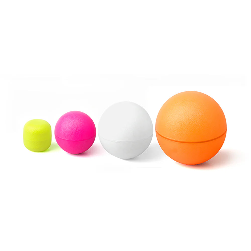 Set of OROS multi-color fishing strike indicators in lime, pink, white, and orange
