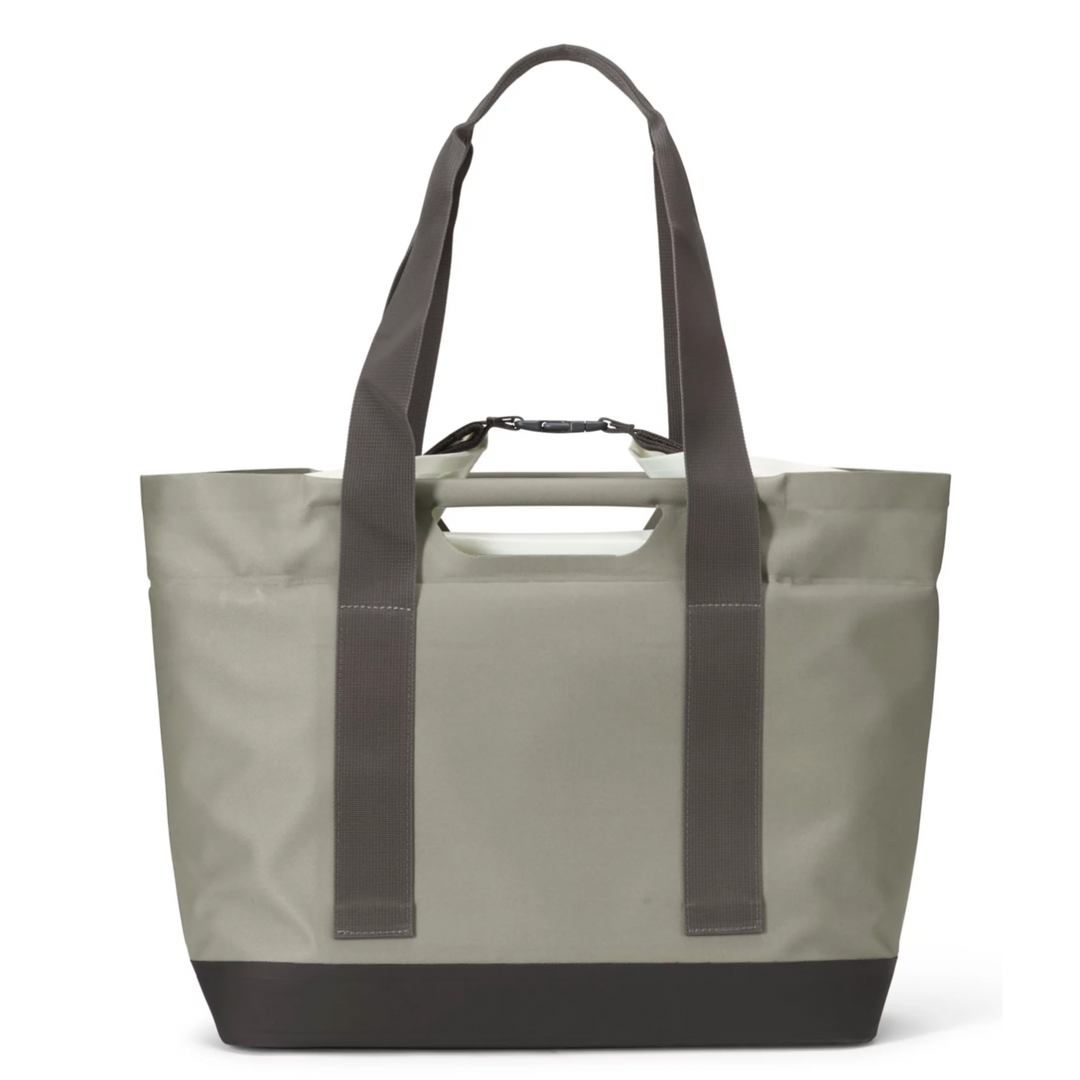 Front view of Orvis Pro tote with rolltop liner opening